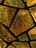 Deep Gold Geometric Iridescent Holographic Lace