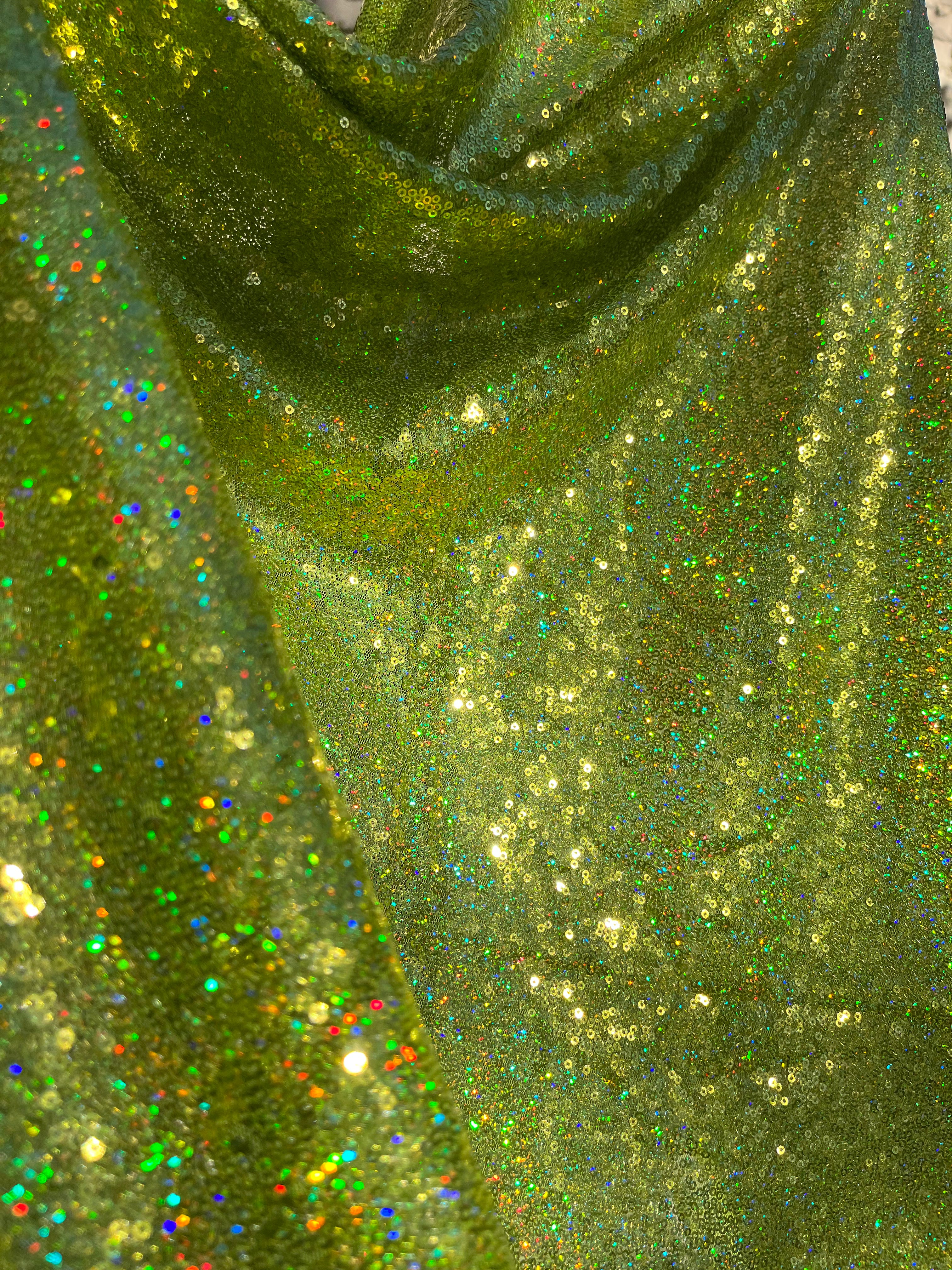 Lime Green Holographic Sequins