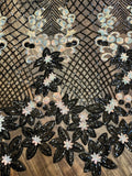 Black and White Sparkly Holographic Sequins Lace Fabric