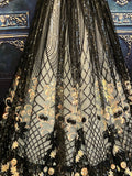 Luxury Black Sparkly Holographic Sequins Lace Fabric