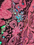 Pink Holographic sequins floral lace. BTY