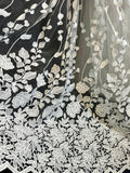 White Luxury Bridal Floral Embroidery Lace