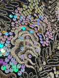 Sparkly Beige Holographic Floral Sequins Luxury Lace
